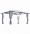 Gazebo with Curtain&LED String Lights 4x3 m Cream Aluminium