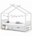 Kids Bed Frame with Drawers White Solid Pine Wood 90x200 cm