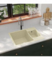 vidaXL Kitchen Sink with Overflow Hole Double Basins Beige Granite
