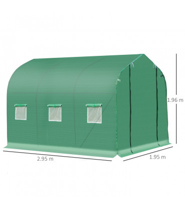 3 x 2 M Walk in Polytunnel Greenhouse Galvanised Steel w/ Zipped Door