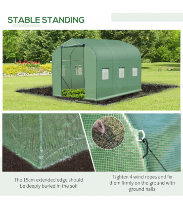 3 x 2 M Walk in Polytunnel Greenhouse Galvanised Steel w/ Zipped Door