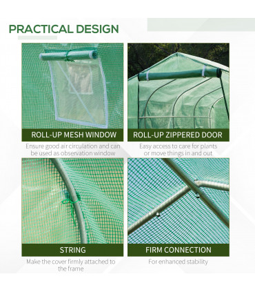 3 x 2 M Walk in Polytunnel Greenhouse Galvanised Steel w/ Zipped Door