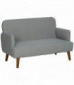 HOMCOM 2 Seater Sofa with 21cm Thick Padding and Wood Legs, Grey