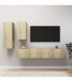 vidaXL 4 Piece TV Cabinet Set Sonoma Oak Engineered Wood