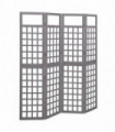 vidaXL 4-Panel Room Divider/Trellis Solid Fir Wood Grey 161x180 cm