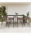 vidaXL 7 Piece Garden Bar Set with Cushions Brown Poly Rattan