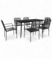 vidaXL 7 Piece Garden Dining Set Cotton Rope and Steel Black
