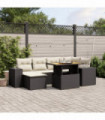 vidaXL 7 Piece Garden Sofa Set with Cushions Black Poly Rattan
