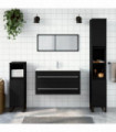 vidaXL Bathroom Cabinet with Mirror Black Engineered Wood