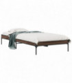 vidaXL Bed Frame Brown Oak 100x200 cm Engineered Wood and Metal