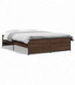 vidaXL Bed Frame Brown Oak 140x190 cm Engineered Wood and Metal