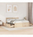 vidaXL Bed Frame with Drawers 140x200 cm Solid Wood Pine