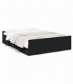 vidaXL Bed Frame with Drawers Black 120x190 cm Small Double Engineered Wood