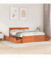 vidaXL Bed Frame with Drawers Wax Brown 150x200 cm King Size Solid Wood Pine