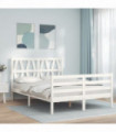 vidaXL Bed Frame with Headboard White 120x200 cm Solid Wood