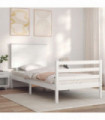 vidaXL Bed Frame with Headboard White Single Solid Wood