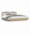vidaXL Bed Frame with Headboard and LED Lights Sonoma Oak 200x200 cm