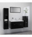 vidaXL Bathroom Furniture Set Black Engineered Wood