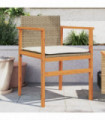 vidaXL Garden Chairs with Cushions 2 pcs Beige Poly Rattan&Solid Wood
