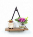 Triangle Wall Shelf - 1 Tier Dark OAK 31x13.3x34.2cm Black Metal Frame Oak Shelf