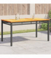vidaXL Garden Table Black 140x80x75 cm Poly Rattan Acacia Wood