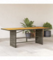 vidaXL Garden Table with Acacia Wood Top Grey 190x80x74 cm Poly Rattan