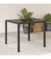 vidaXL Garden Table with Glass Top Black 90x90x75 cm Poly Rattan