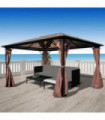 vidaXL Gazebo with Curtain Brown Aluminium 400 x 300 cm