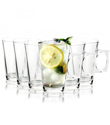 Latte Glasses Transparent 200ml (7oz) 11cm Set of 6 Cup Tea Coffee Cappuccino