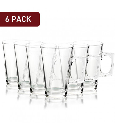 Latte Glasses Transparent 200ml (7oz) 11cm Set of 6 Cup Tea Coffee Cappuccino