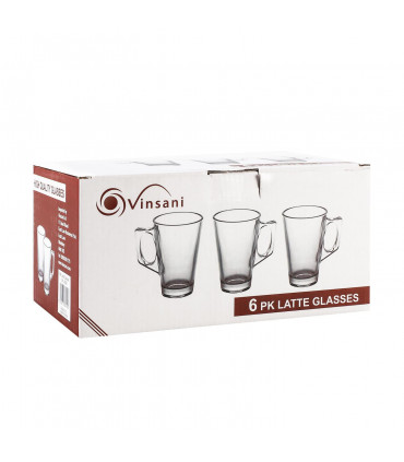 Latte Glasses Transparent 200ml (7oz) 11cm Set of 6 Cup Tea Coffee Cappuccino