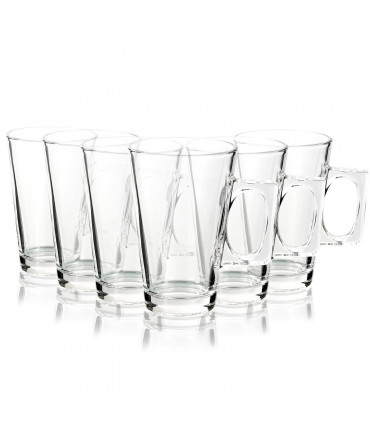 Latte Glasses Transparent 200ml (7oz) 11cm Set of 6 Cup Tea Coffee Cappuccino