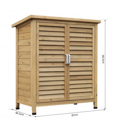 Garden Storage Unit Solid Fir Wood Garage Organisation Sturdy Cabinet Outdoor