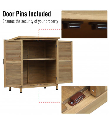 Garden Storage Unit Solid Fir Wood Garage Organisation Sturdy Cabinet Outdoor