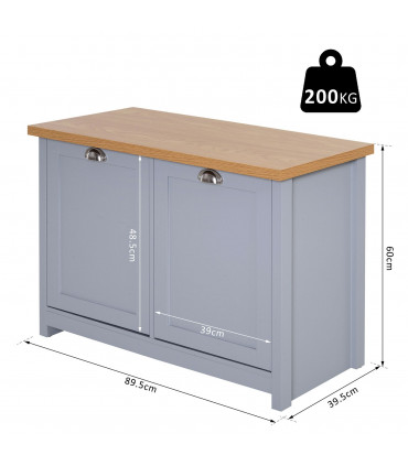 MDF Rustic 4-Compartment Storage Cabinet Grey 89.5 cm x 39.5 cm x 60 cm
