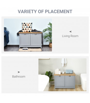 MDF Rustic 4-Compartment Storage Cabinet Grey 89.5 cm x 39.5 cm x 60 cm