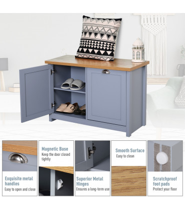 MDF Rustic 4-Compartment Storage Cabinet Grey 89.5 cm x 39.5 cm x 60 cm