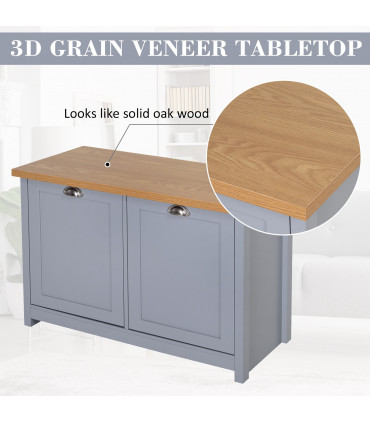 MDF Rustic 4-Compartment Storage Cabinet Grey 89.5 cm x 39.5 cm x 60 cm