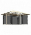 Gazebo with Mosquito Net&LED String Lights 4x3x2.73 m Cream