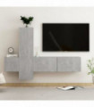 vidaXL 3 Piece TV Cabinet Set Concrete Grey Engineered Wood