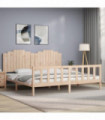 vidaXL Bed Frame with Headboard 200x200 cm Solid Wood