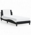 vidaXL Bed Frame with Headboard Black and White 100x200 cm Faux Leather