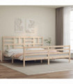 vidaXL Bed Frame with Headboard Super King Size Solid Wood
