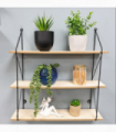 Wall Shelf Black MDF+Iron 50x50x12cm 3 Tier - Stylish & Practical Storage Shelf