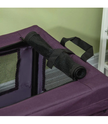 Mesh Purple 60cm Foldable Pet Carrier Cat Bag w/ Cushion for Miniature Dogs