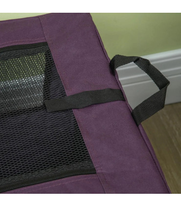 Mesh Purple 60cm Foldable Pet Carrier Cat Bag w/ Cushion for Miniature Dogs