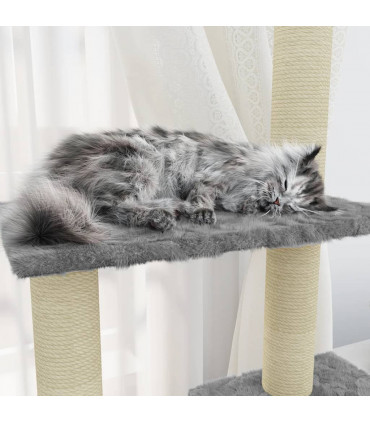 Cat Tree with Sisal Scratching Posts Light Grey 155 cm