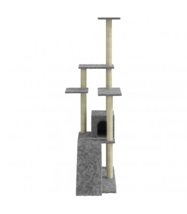 Cat Tree with Sisal Scratching Posts Light Grey 155 cm