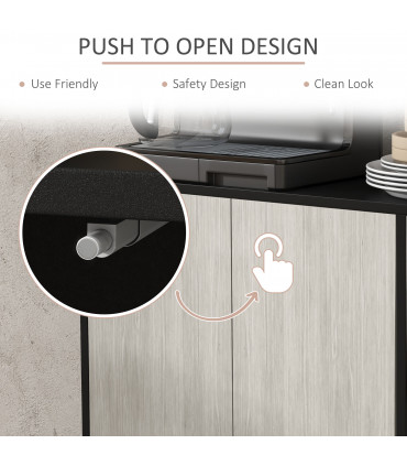 HOMCOM Sideboard Storage Cabinet for Living Room with Adjustable Shelves Black