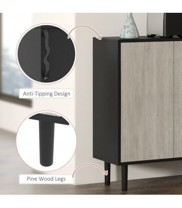 HOMCOM Sideboard Storage Cabinet for Living Room with Adjustable Shelves Black